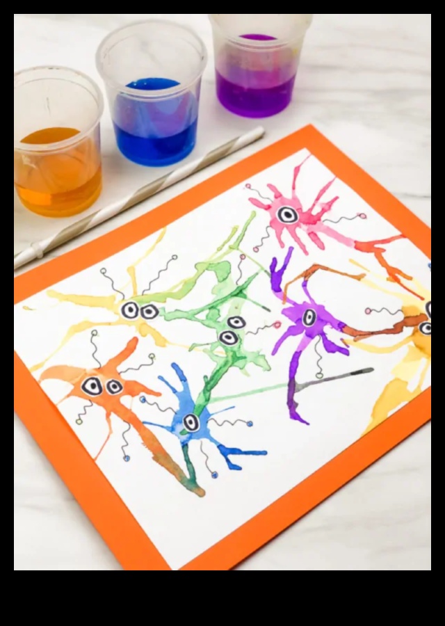 فن نفخ قلم التحديد بدون فوضى: أعمال يدوية إبداعية للأطفال باستخدام ضربات ملونة