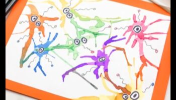 فن نفخ قلم التحديد بدون فوضى: أعمال يدوية إبداعية للأطفال باستخدام ضربات ملونة