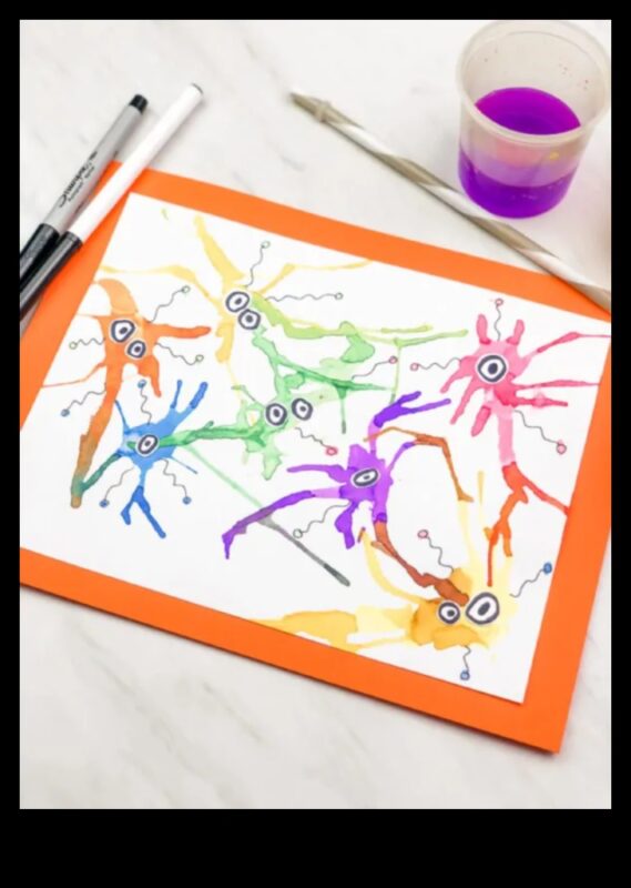 فن نفخ قلم التحديد بدون فوضى: أعمال يدوية إبداعية للأطفال باستخدام ضربات ملونة